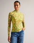 LENNIX-Tops-LENNIX is the ultimate in feminine style. Vibrant colours and a floral print come together in this dainty top, which features a high neckline, long sleeves, and stretch fabric. A wardrobe staple that can be worn with tailored trousers or floaty skirts, team it with a leather jacket to toughen up the look.The fabric of this product is made with 96% recycled polyester. Using recycled polyester helps divert plastic waste from ending in landfills. Mesh top Ditsy Floral print High neck Long sleeved S